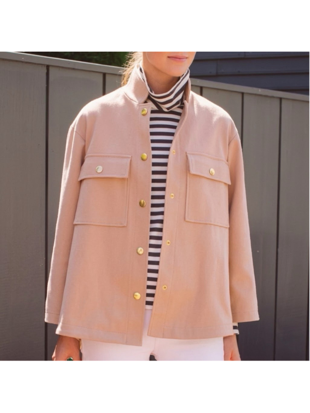 Tuckernuck Marant Camel Shirt Jacket Gold Snap XS Heavy Thick Minimalist Classic